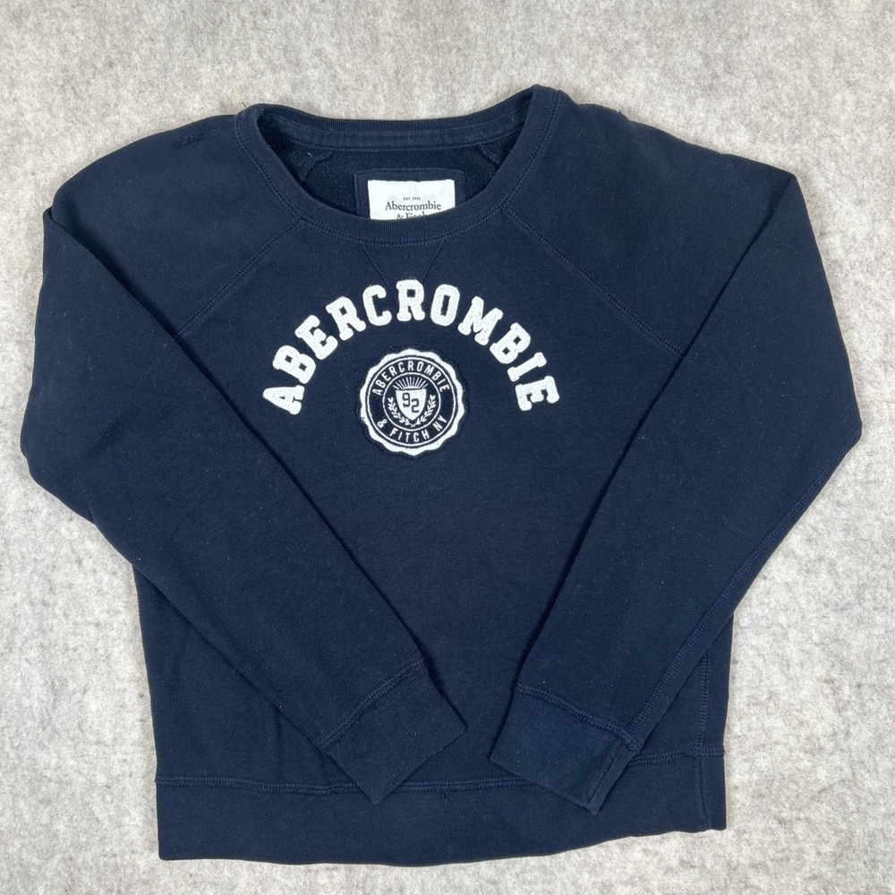 Abercrombie & Fitch Women's‎ Navy Soft AF Crew Logo Sweatshirt Size Medium